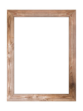 Brown wood frame isolated on white background. Object with clipping path