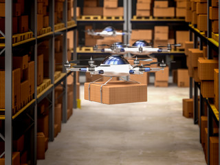 drone in warehouse