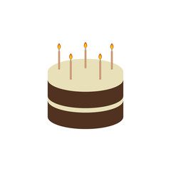 Birthday cake with candle. Chocolate cake