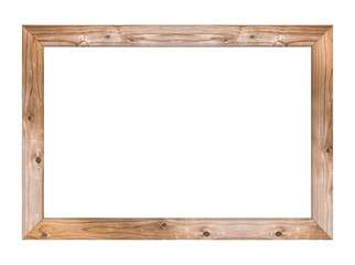Brown wood frame isolated on white background. Object with clipping path