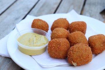 Dutch snack: Bitterballen with mustard