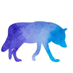 watercolor silhouette wolf
