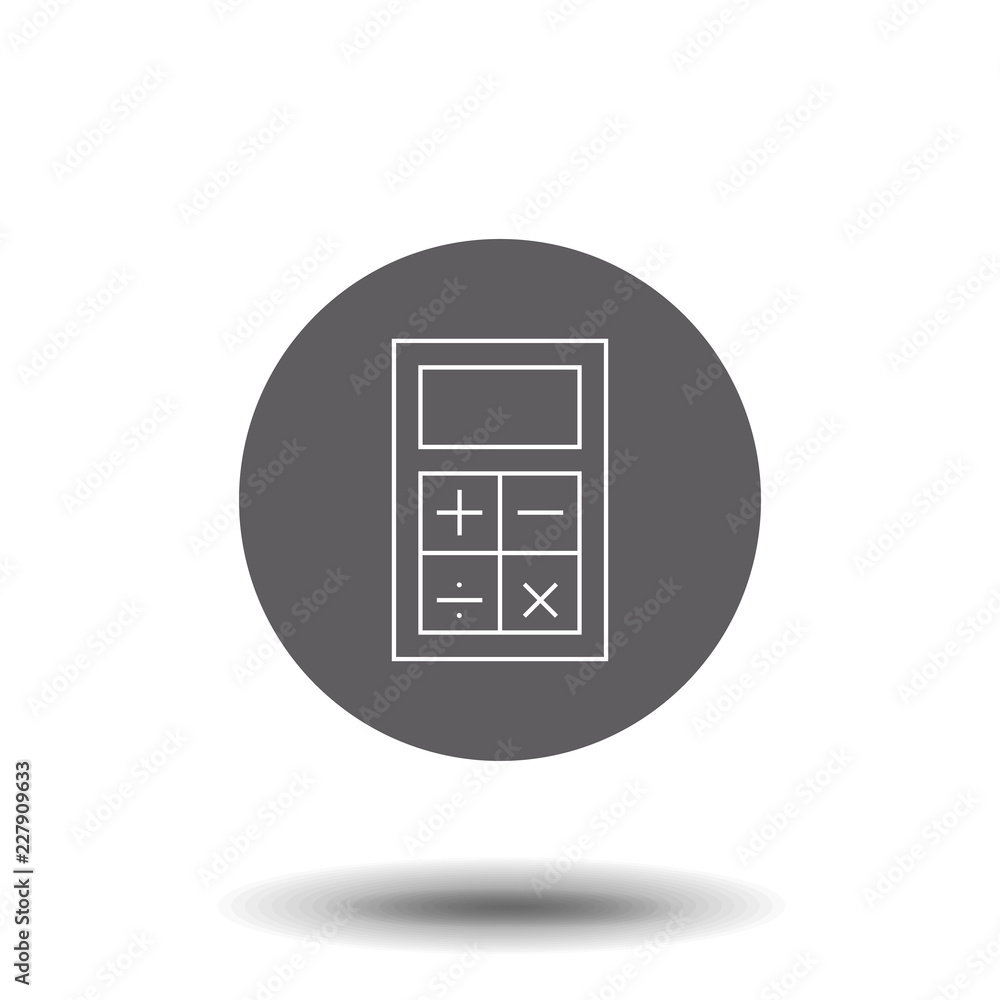 Poster calculator icon. single high quality outline symbol for web design or mobile app. thin line sign for