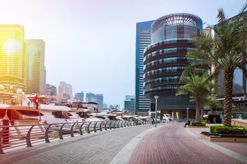 Wandcirkels aluminium General view of Dubai Marina. Line of the city skyline. © seqoya