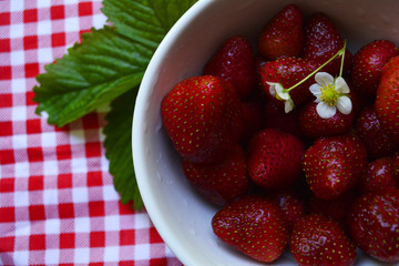 ripe strawberries in a Cup on the table