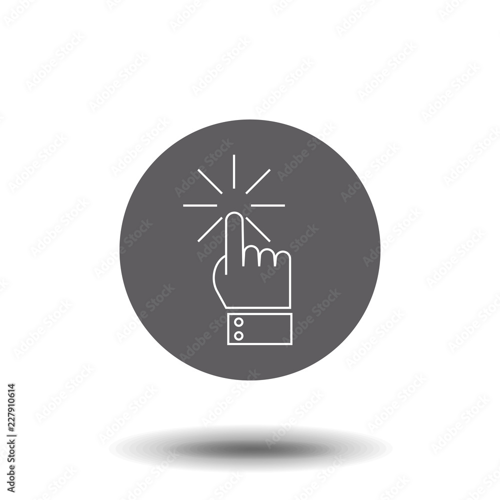 Poster hand cursor line click. outline vector icon isolated on white background. trendy flat ui sign design
