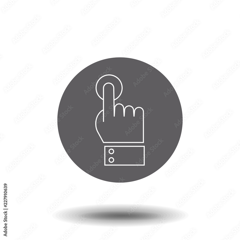 Poster hand cursor line click. outline vector icon isolated on white background. trendy flat ui sign design