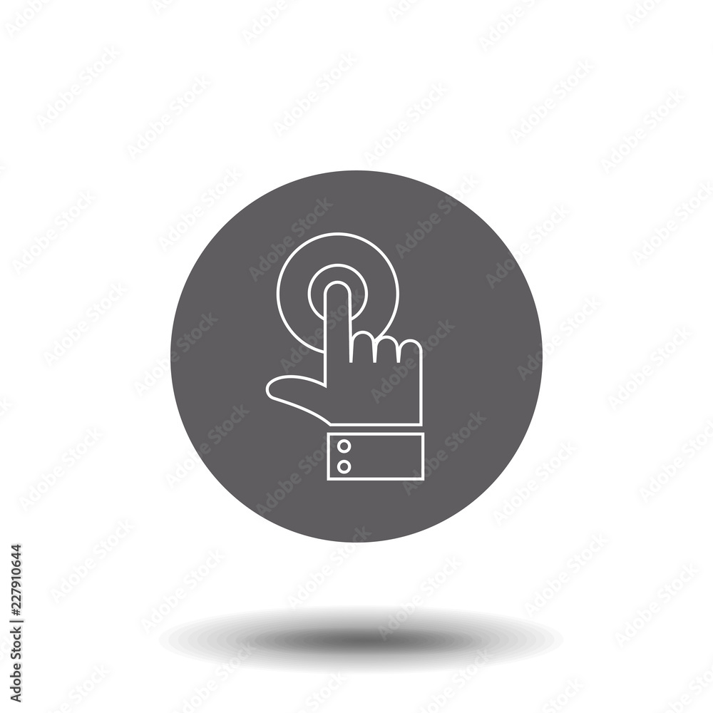 Poster hand cursor line click. outline vector icon isolated on white background. trendy flat ui sign design