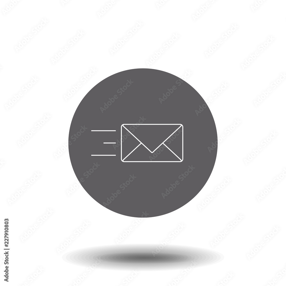 Poster line icon- sending a message outline vector sign, linear style pictogram isolated on white. symbol, 