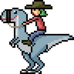vector pixel art dinosaur rider