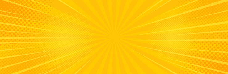 Obraz premium Sztuka pop-artu żółte tło. Ilustracja wektorowa transparent