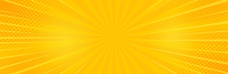 Fotobehang Vintage pop art yellow background. Banner vector illustration © vectorplus