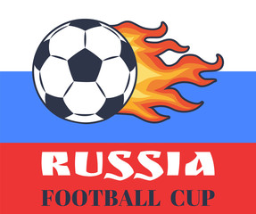 Russia Football Cup and Ball Vector Illustration