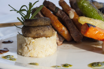 grilled meat with vegetables