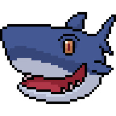 Fototapeta premium vector pixel art shark happy