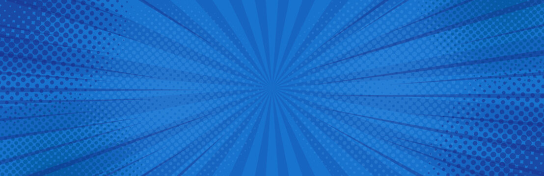 Vintage pop art blue background. Banner vector illustration