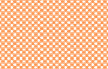 Diagonal Gingham-like table cloth with pumpkin orange and white checks. Symmetrical overlapping stripes in a single solid color against white background, similar to a table cloth or a picnic napkin