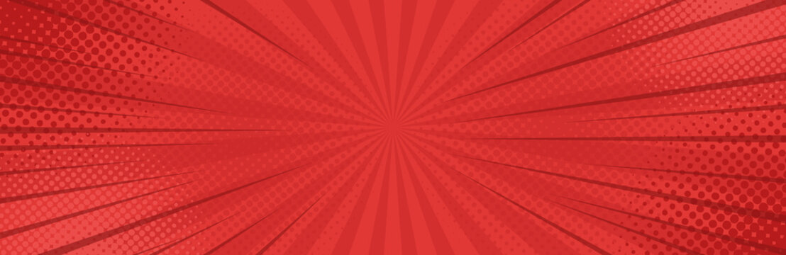 Vintage pop art red background. Banner vector illustration
