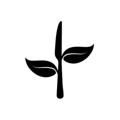 Fototapeta premium Logotipo cuchillo con hojas en color negro