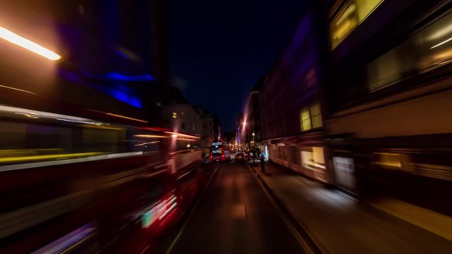 Time lapse across central London at night from a bus (Hyper lapse)