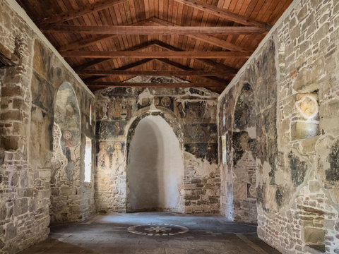 Church interior in Apollonia ancient city in Albania