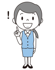 女性　OL　事務員　ご案内　人差し指をさす　立ち姿　2色