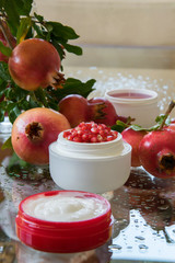 Pomegranate Anti-aging face cream, beauty cosmetics industry