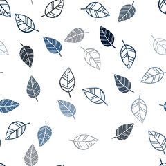 Dark BLUE vector seamless abstract background with leaves.