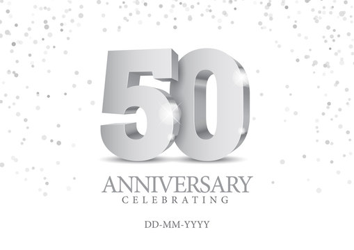 Anniversary 50. silver 3d numbers.