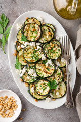 grilled zucchini with feta cheese and pine nuts