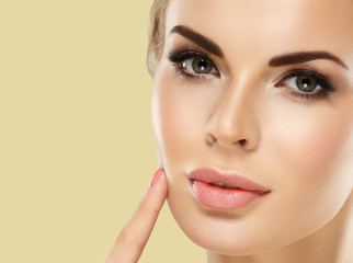Fototapeta premium Beautiful eyes lashes woman with blonde hair beautiful and healthy skin woman