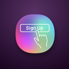 Sign up button click app icon