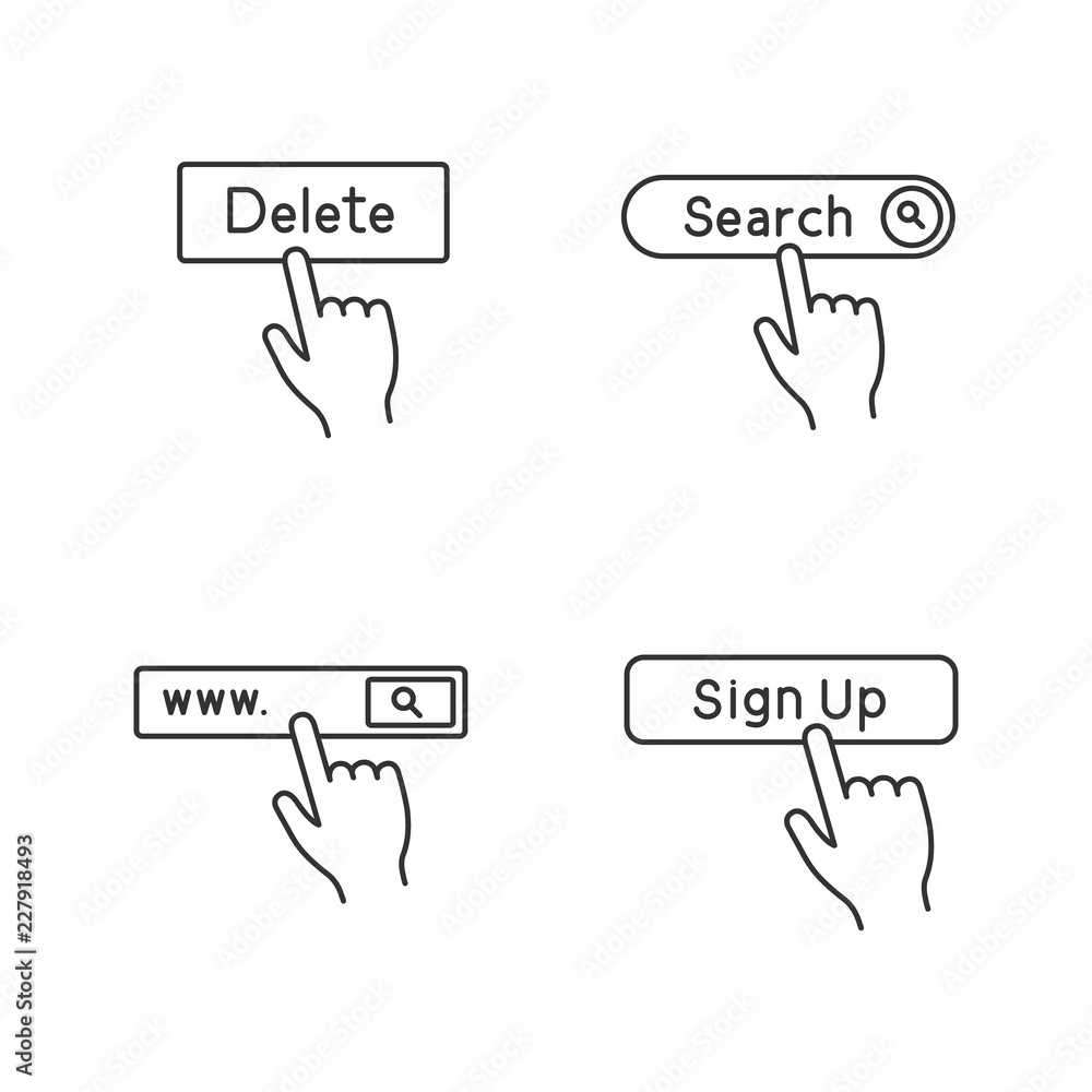 Poster app buttons linear icons set