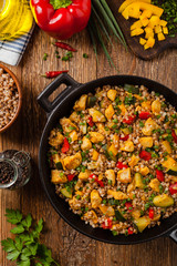 Buckwheat with chicken and vegetables.