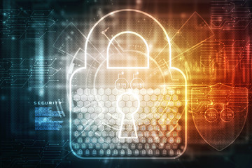 2d illustration Safety concept: Closed Padlock on digital background