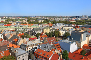 Naklejka premium View of Riga in a sunny day, Latvia