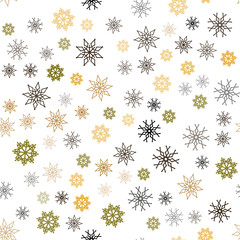Dark Green, Yellow vector seamless pattern with christmas snowflakes.