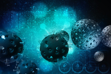 3d rendering Virus bacteria cells background
