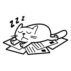 Cat Cartoon character Coloring page Black and white