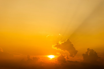 colorful dramatic sky with cloud at sunset