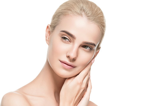 Natural makeup healthy skin and hair blonde woman beauty face portrait