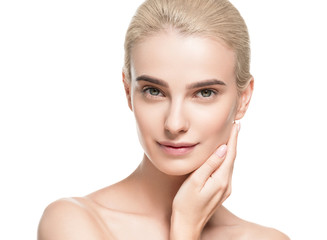 Natural makeup healthy skin and hair blonde woman beauty face portrait