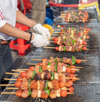 Food Baked With Sticks, Seoul Street Food, Korea.