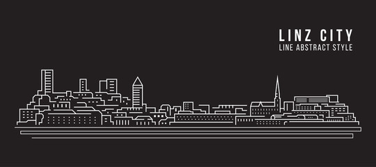 Cityscape Building Line art Vector Illustration design - Linz city