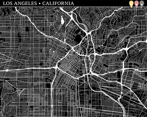 Simple map of Los Angeles, California