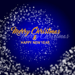 Fototapeta na wymiar Merry christmas and happy new year. Vector blue background.