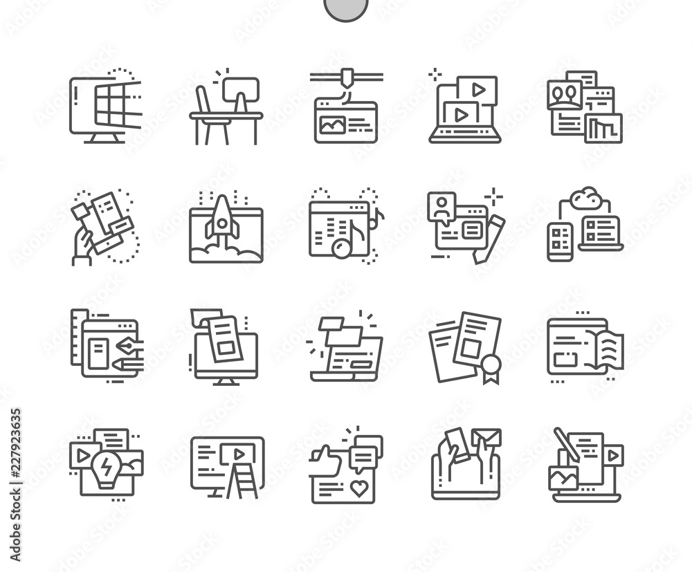 Poster web content well-crafted pixel perfect vector thin line icons 30 2x grid for web graphics and apps. 