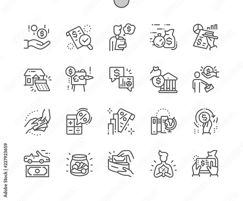 Poster loan well-crafted pixel perfect vector thin line icons 30 2x grid for web graphics and apps. simple 