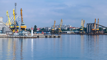 Fototapeta na wymiar Burgas port landscape in summer day