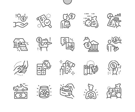 Loan Well-crafted Pixel Perfect Vector Thin Line Icons 30 2x Grid for Web Graphics and Apps. Simple Minimal Pictogram